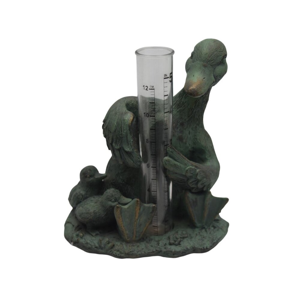 Duck and Ducklings Rain Gauge Garden Decor